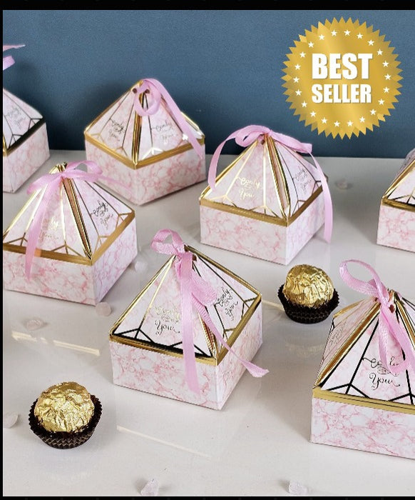 30 Pcs Decorative Folding Storage Box for Return Gift, Birthday, Gift Boxes with Ribbon, Perfect for Packing Chocolate, Dry