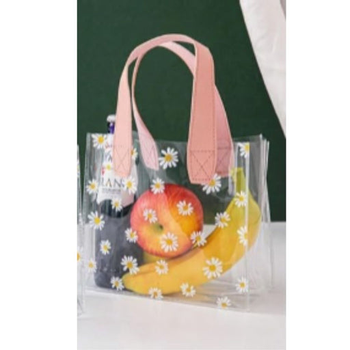 Transparent Gift Bag with Floral Print with Handle | Gift Bag for Her / Him,Handle hamper bagCarry Bags, shopping gift bag, Presents, Packing, Wedding Return Gifts, Birthday, Events, Festivals (17 x 19 cm)