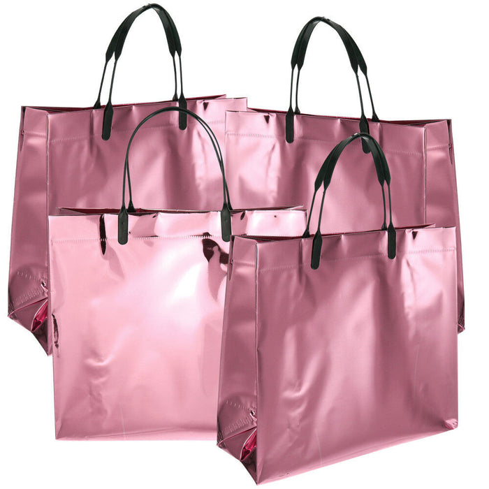 Extra Large Size shiny PINK(42X50X14 cm) Foil PVC Bags With Handle Gift Paper bag, Carry Bags, gift For Valentine Gifting, marriage Return Gifts, Birthday, Wedding, Party, Season's Greetings