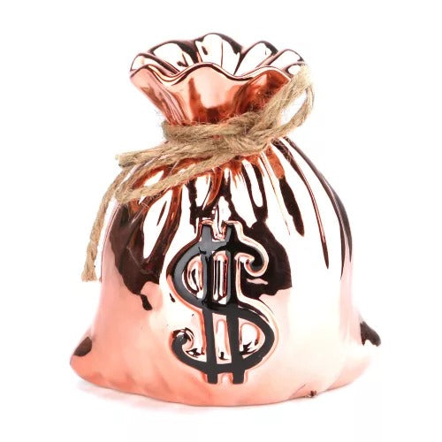 SATYAM KRAFT 1 Piece Ceramic Dollar Potli Design Gullak : Piggy Bank for Rupees Savings - Coin Storage Tip Box Ideal for Kids and Adults - Money Kilona Pikibank ATM Coinbox Gulak (Pack of 1) (Pink)