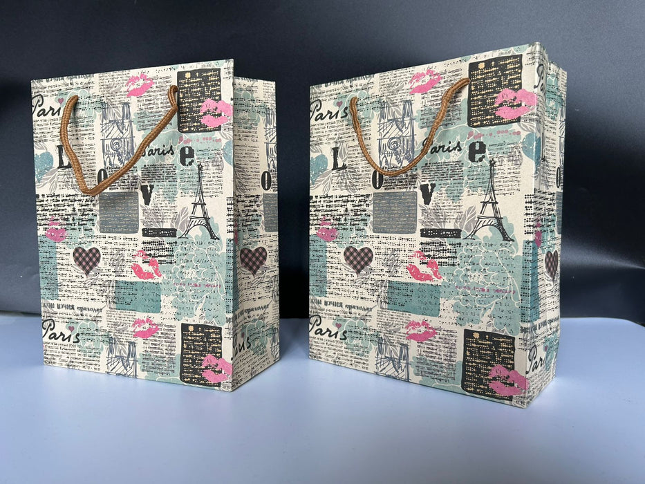 Medium Size Paper Bag With Handle 23 x 17.5 x 8 cm Gift Paper bag, Carry Bags, gift bag, gift for Birthday, gift for Festivals, Season's Greetings and other Events