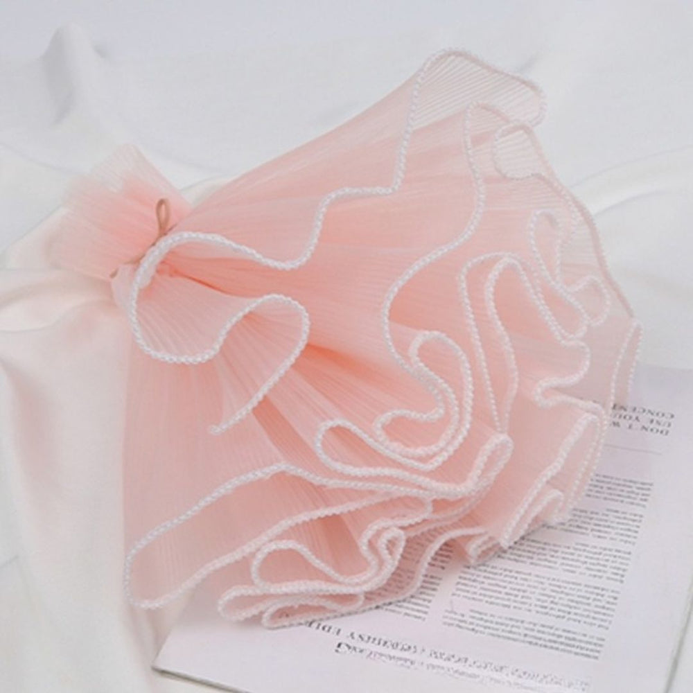 Wrinkled Flower Wrapping Mesh Net With White Ball chain top with beads for Gift Packaging | Wedding, Birthday, Anniversary, Engagement, Thanksgiving Decoration | Wrapping Paper | Greeting Cards & Party Supply | Flower, Bouquet Packaging Sheet