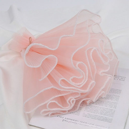 Wrinkled Flower Wrapping Mesh Net With White Ball chain top with beads for Gift Packaging | Wedding, Birthday, Anniversary, Engagement, Thanksgiving Decoration | Wrapping Paper | Greeting Cards & Party Supply | Flower, Bouquet Packaging Sheet