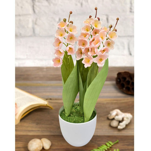 1 Piece Lily of the Valley Artificial Plant with Pot, Artificial Flower Decoration Plant succulent for Home Decor Item, Office, Bedroom, Living Room, Shop Decoration Items (Pack of 1 )