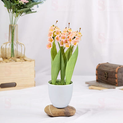 1 Piece Lily of the Valley Artificial Plant with Pot, Artificial Flower Decoration Plant succulent for Home Decor Item, Office, Bedroom, Living Room, Shop Decoration Items (Pack of 1 )
