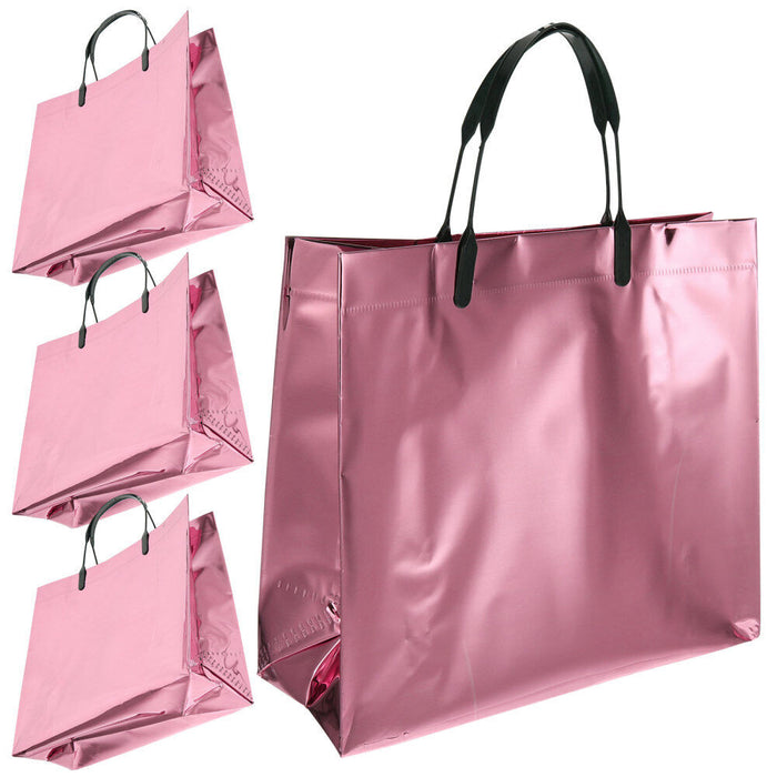 Extra Large Size shiny PINK(42X50X14 cm) Foil PVC Bags With Handle Gift Paper bag, Carry Bags, gift For Valentine Gifting, marriage Return Gifts, Birthday, Wedding, Party, Season's Greetings