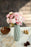 Artificial Head Rose Peony Fake Flowers Sticks Bunch decorative items for home Diwali Decor ,Room Decorations, Living Room Table Decoration Plants and Craft Items Corner ( Without Vase Pot )