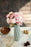 SATYAM KRAFT 1 Pcs Artificial Head Rose Peony Fake Flowers Sticks Bunch decorative items for home Diwali Decor ,Room Decorations, Living Room Table Decoration Plants and Craft Items Corner ( Without Vase Pot ) -1 Pieces