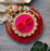 1 pcs Handcrafted Round Platter Holder Tray Engagment Ring Platter Flat Base Floral  Design  2 Ring Platter Function Wood Decorative Platter