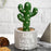 ATYAM KRAFT 1 Pc Cactus Succulent Indoor Plant with Aesthetic Cement Pot, Artificial Flower Plant - Designer Ceramic Pot for Gifting (Pack of 1) (Small) (Grey and Green Color)