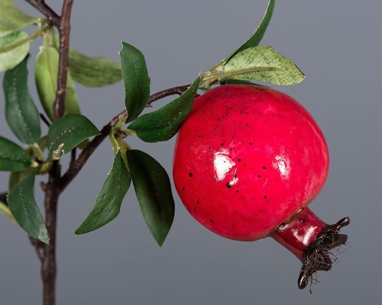 Artificial Faux Pomegranate Plant Stick, Enhance Your Space with Artificial Pomegranate Plant Big Realistic Leaves for Decoration - Ideal for Home, Office, Garden, and Indoor, (Pack of 3)(35 cm)