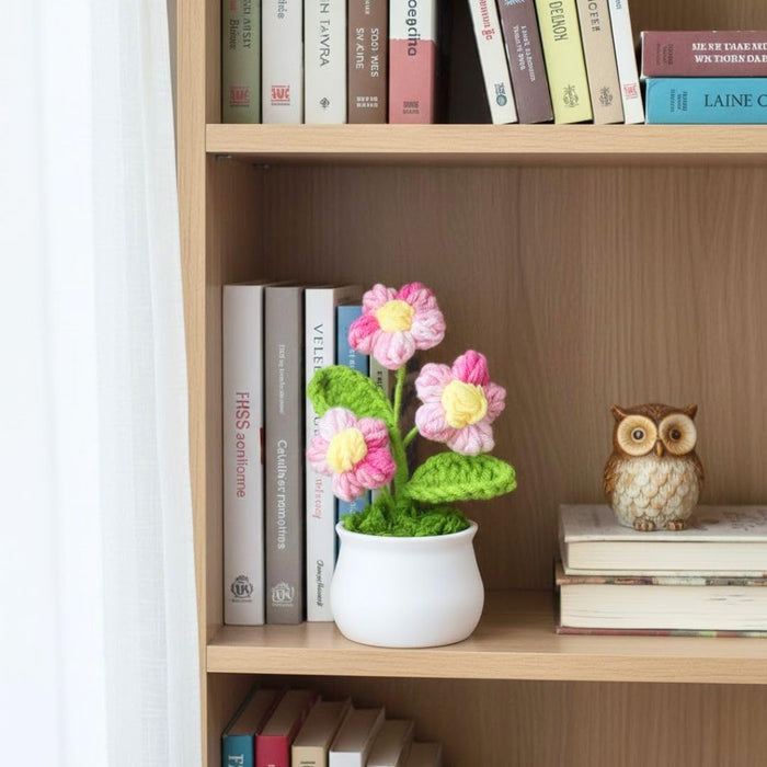 1 Pcs Artificial Crochet Flower Bouquet/Artificial Flowers Bunch/Crochet Flowers Bouquet/Crochet Flowers/Flowers Bouquet Gift for Girls Home Decor, Gifting (13.5 cm height)