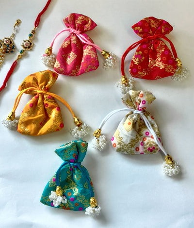 3 Pcs Small mini Jute Potli Bags Coin Pouch for Marriage, Return, Birthday Gifting | Handmade Bags for functions, Rakhi,Raksha bandhan,Gifts Packing, jewellery, Sweets, Dry fruits, chocolate, Party.