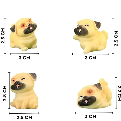 SATYAM KRAFT 1 Set (4 Pieces) Dog Miniature Set for Unique Gift, Home, Bedroom, Living Room, Office, Restaurant Decor, Figurines and Garden Decor Items (Yellow)