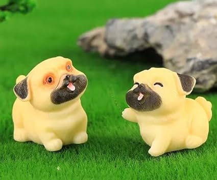1 Set (4 Pieces) Dog Miniature Set for Unique Gift, Home, Bedroom, Living Room, Office, Restaurant Decor, Figurines and Garden Decor Items (Yellow)
