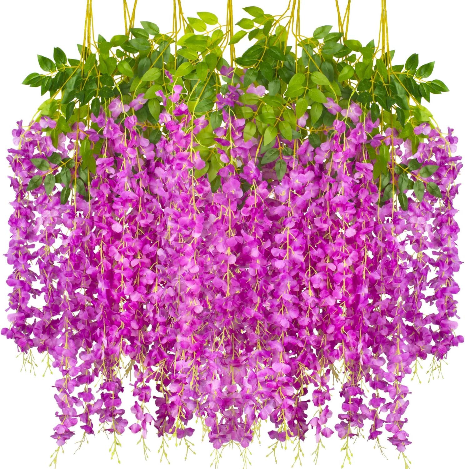 Artificial Wisteria Vine Garland Set - 12 Pcs (43.2 inch) | Dark Purple | Home & Event Decor