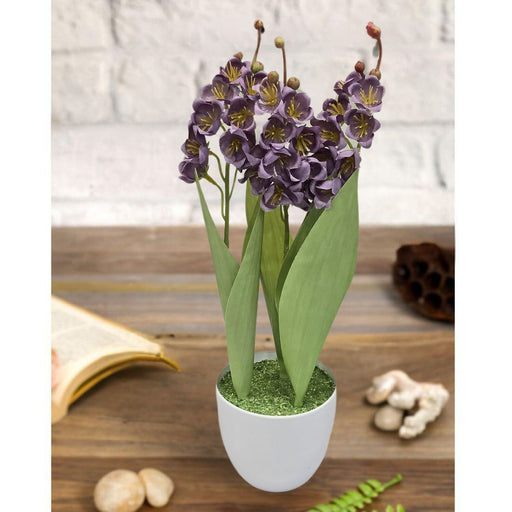 1 Piece Lily of the Valley Artificial Plant with Pot, Artificial Flower Decoration Plant succulent for Home Decor Item, Office, Bedroom, Living Room, Shop Decoration Items (Pack of 1 )