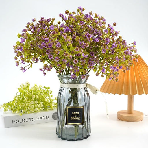 1 Bunch (10 Pcs) Artificial Baby’s Breath Filler Flowers | Multicolor Small Bud Bouquet for DIY Craft, Home Decor, Wedding Decoration, Gift Wrapping & Flower Arrangements (Purple, 40 cm)
