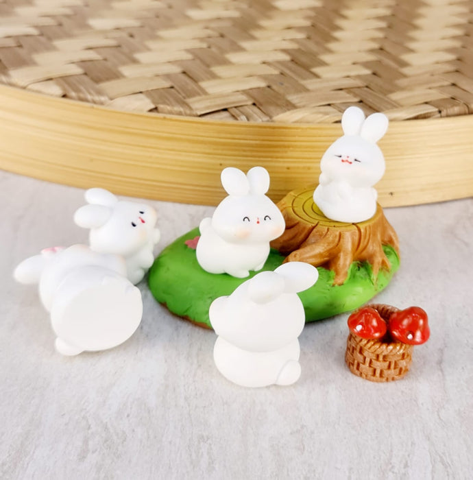 SATYAM KRAFT 1 Set Rabbits Miniature Set for Home, Bedroom, Living Room, Office, Restaurant Decor, Figurines and Valentine Decoration Items, (Resin) (Multicolor)