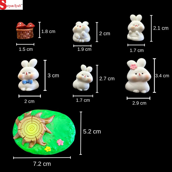 SATYAM KRAFT 1 Set Rabbits Miniature Set for Home, Bedroom, Living Room, Office, Restaurant Decor, Figurines and Valentine Decoration Items, (Resin) (Multicolor)