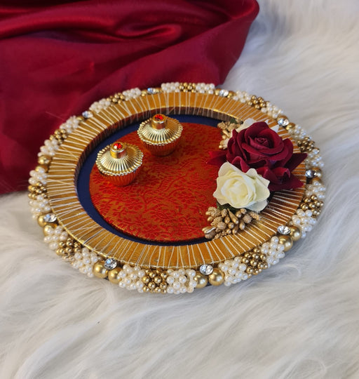 1 Pc Handcrafted Rakshabandhan Rakhi Tray Holder Platter Round Thali-Ideal For Festival Décor Handmade Decorative Platter