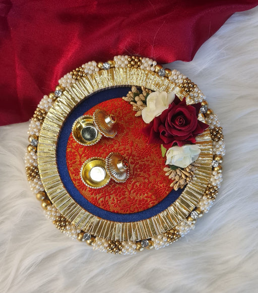 1 Pc Handcrafted Rakshabandhan Rakhi Tray Holder Platter Round Thali-Ideal For Festival Décor Handmade Decorative Platter