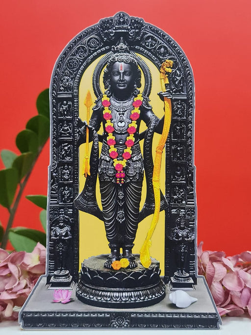 1 Pcs King of Ayodhya Ramji 3D Look PVC cutout Showpiece with stand -Shri Ram Lalla PVC cutout with stand & 1 pcs fevi stick - for Home Decor & Pooja gar Gifting