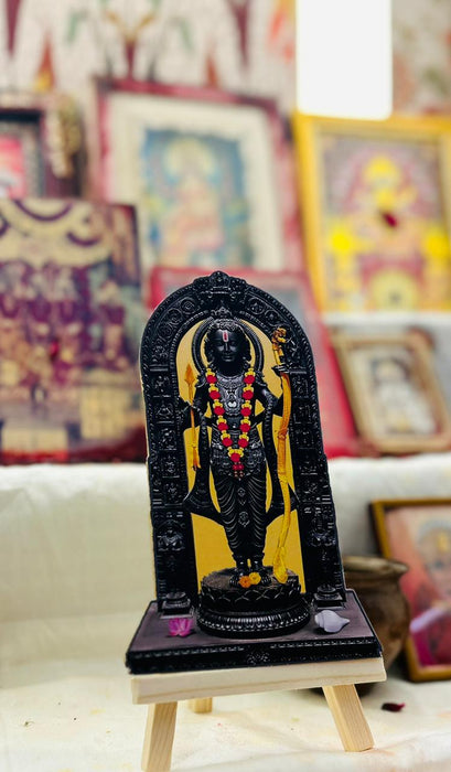 SATYAM KRAFT 2 Pcs King of Ayodhya Ramji 3D Look PVC cutout Showpiece -Shri Ram Lalla PVC cutout with easel - for Home Decor & Gifting