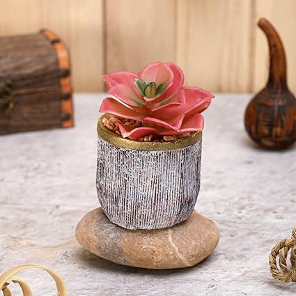 SATYAM KRAFT 1 PCS Mini Artificial Succulent with Ceramic Pot Exquisite Faux Plant to Add Charm to Your Home, Perfect for Gifting, Office, Home Decor