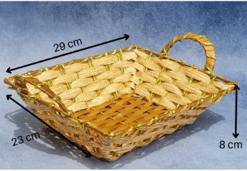 Golden Colour Rectangle Multipurpose  plastic cane look basket for Gift Hamper,Wedding Gift, Christmas Gifting Boxes and Decoration Purpose (Golden)