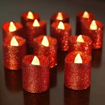 12 Pcs Acrylic Glitter Votive led Candle Tea Light Candle