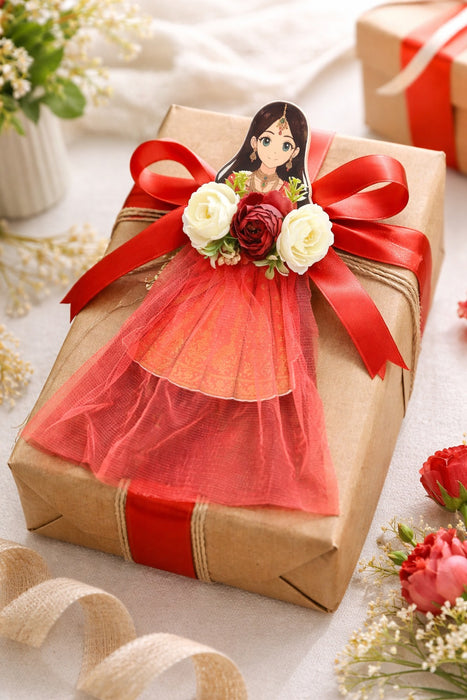 Princess Topper Cutout/ SuitcaseTopper Net Band with Glue Drop | DIY Decorative Cutout for Trousseau Packing, Wedding Gifting, Return Gifts, Bags & Trolley Bag Decor