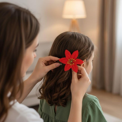 12 Pcs Artificial Christmas Poinsettia Flowers | Velvet Fabric Decorative Flowers for Xmas Tree, Home Décor, Christmas & Festival Decoration ( you get only Red flower)