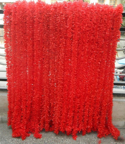 SATYAM KRAFT Artificial Mogra Hanging Long Flower line for toran(Backdrop),Home Decor, Diwali, Festival decoration (Red)