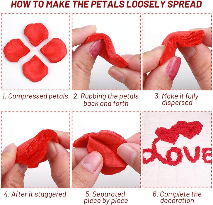 Artificial Rose Petals for Decoration Perfect for Her Him Valentine’s Day Romantic Decor for Wedding Anniversary New Year Candle Light Dinner Bedroom Table Party Decor.