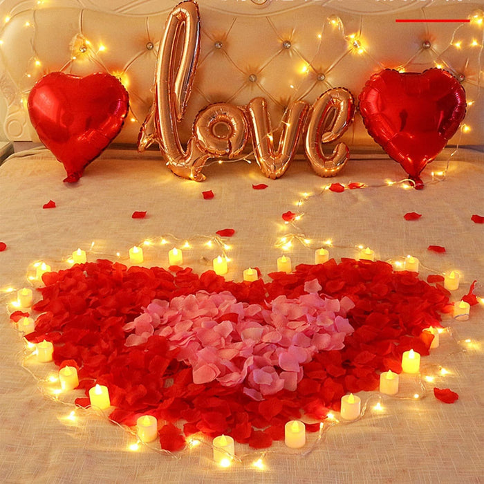 Artificial Rose Petals for Decoration Perfect for Her Him Valentine’s Day Romantic Decor for Wedding Anniversary New Year Candle Light Dinner Bedroom Table Party Decor.