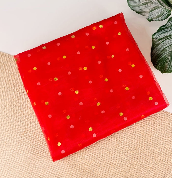 12 Meter Multi Purpose Polka Dot Net Fabric Cloth for Decoration, for Parties, Costumes, Gift Packing, Party Decor, Backdrop Material for mandap, Pooja Background Stand (12 Meter)(Polka Dot)