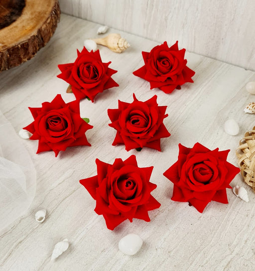 12 Pcs Artificial Rose Velvet Flower for Puja Decoration, Gifting, Home, Garden, Bedroom, Balcony, Living Room, Restaurant Decoration and Craft (6 cm)