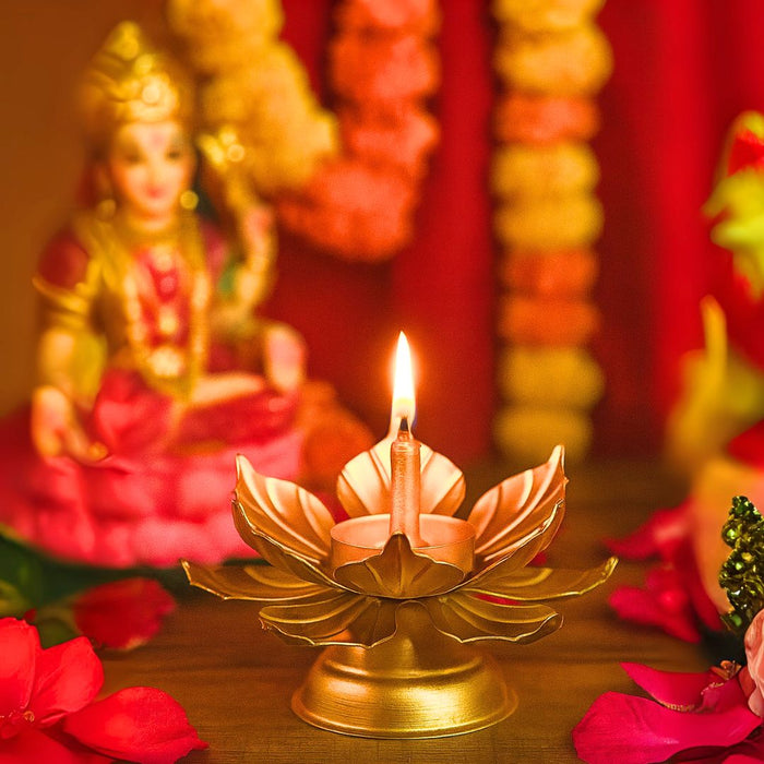 4 Pcs Candle Holder metal Lotus Tealight holder Metal Stand for Wedding Give Aways Home Decor Candle Holder Diwali decoreSet.