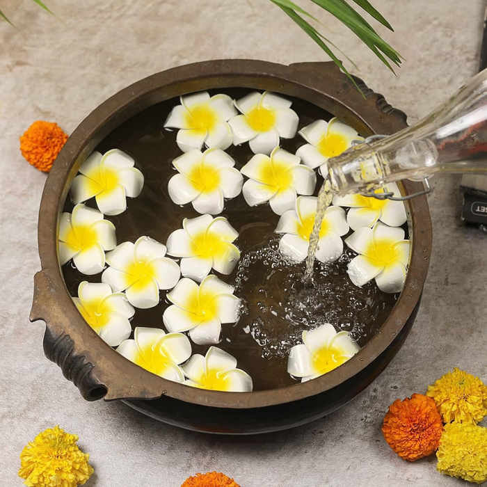 24 pcs Artificial Big Fake Foam Hawaii Beach Water Floating Flowers for Decoration, Pooja Thali. Festival & Events, Home, Table, Bedroom, Pooja Room, DIY Craft (White)