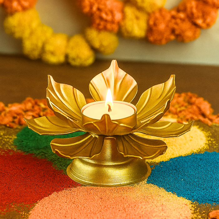 4 Pcs Candle Holder metal Lotus Tealight holder Metal Stand for Wedding Give Aways Home Decor Candle Holder Diwali decoreSet.