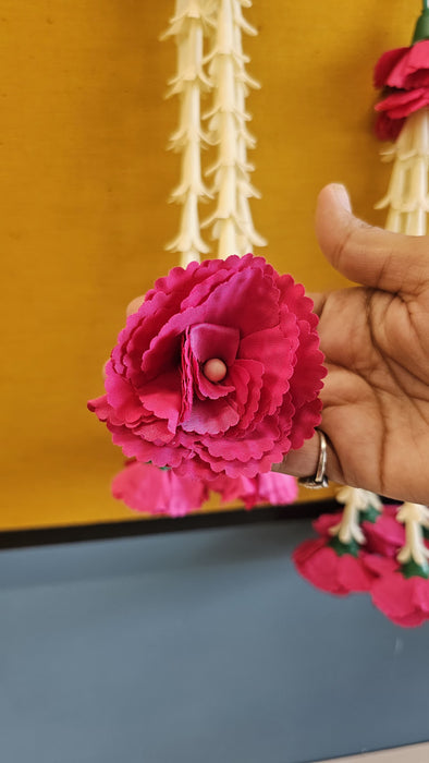 2 Pcs [12 Ladi] Small Carnation Side Hanging (17 Inch) | Rajnigandha & Galgota Floral Décor for Home, Diwali & Events