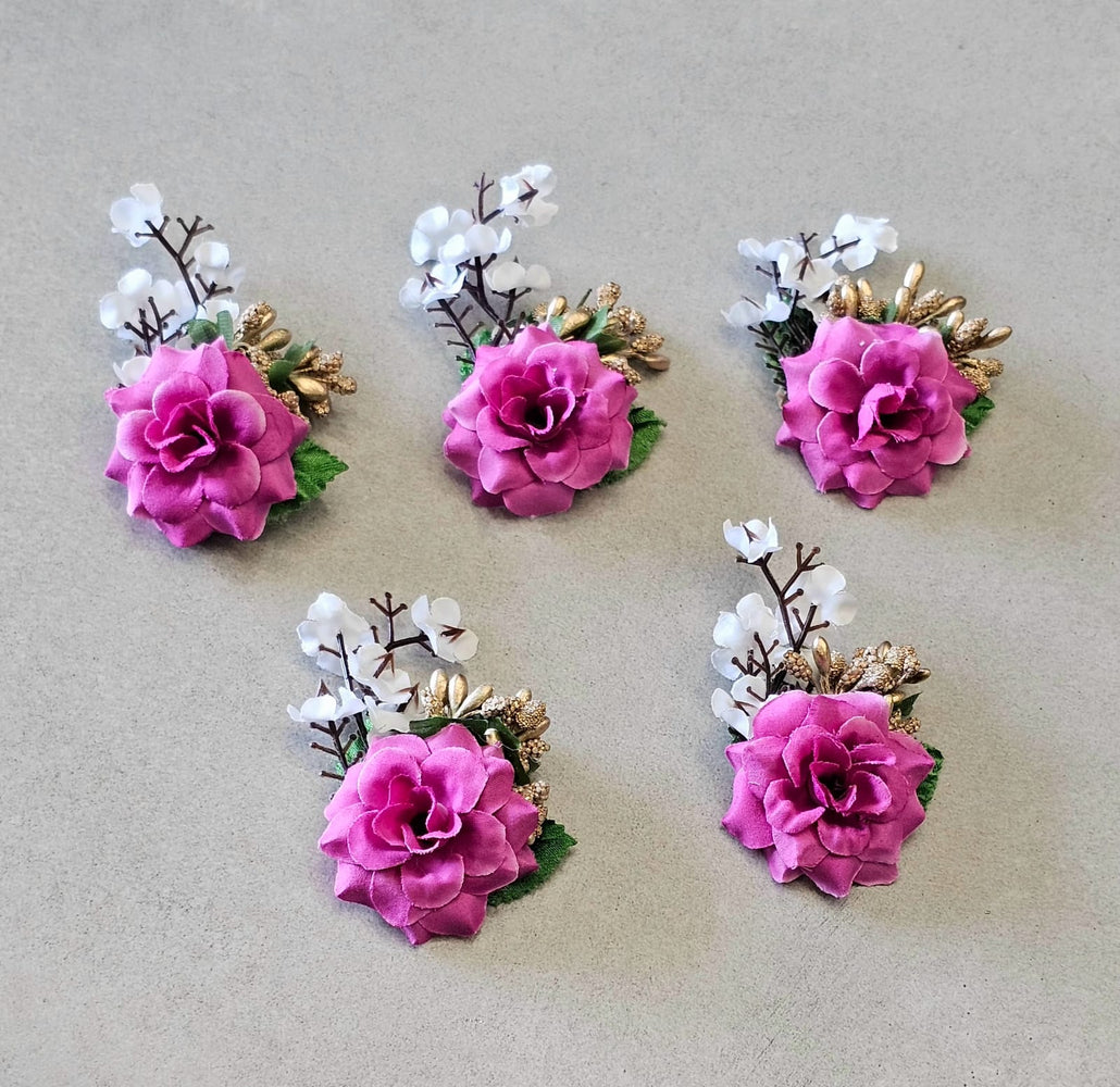 12 Pcs colour Artifical Flower stylish Brooches Ready to use flower bunch for any occation, Hamper decoraton, Toran decoration stylish brooches.