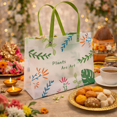 Floral PVC Gift Bags 13x10x4 inch (medium )