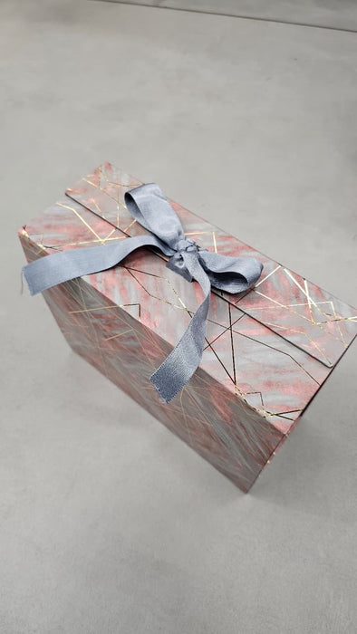 2 Pcs (26 x 21 x 11 cm) Multipurpose Decorative Folding Paper Cardboard/Rigid Box with satin ribbon,DIY Box for Gift Hamper,Valentine Gifting,Wedding gifing.