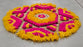 1 Piece Rajwadi Multi Colour Flower pompom Design Rangoli, Easy to Use. Just Set up with your own choice and make Rangoli for Floor Home Diwali Decoration DIY