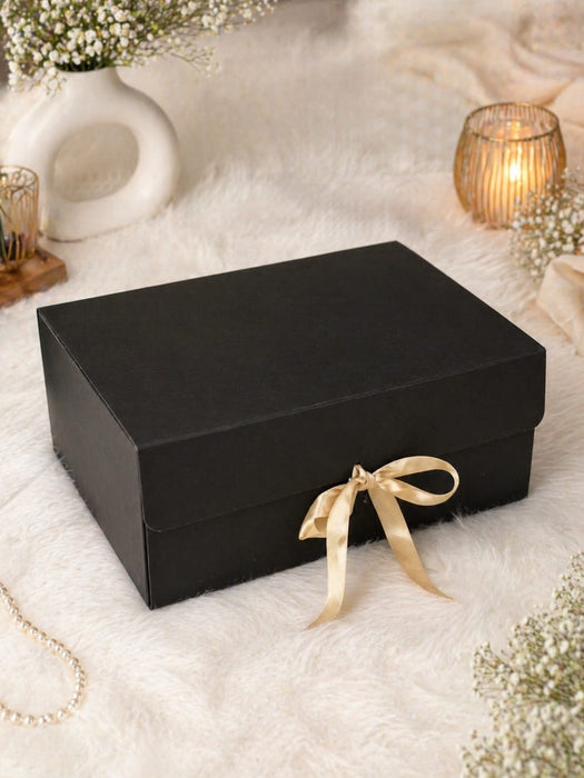 Collapsible  Without Magnet  Decorative Folding Paper Cardboard /Box with ribbon,DIY Box for Gift Hamper,Valentine Gifting,Wedding gifing.