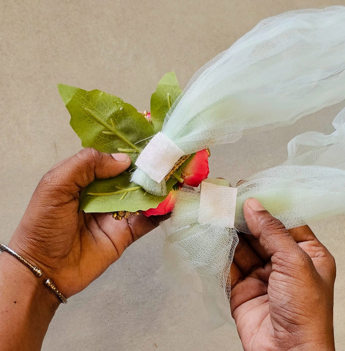 6 pcs Ready-to-Use Net Band for Wedding Trousseau Packing, Crafting,Wrapping, Decoration, and DIY Projects