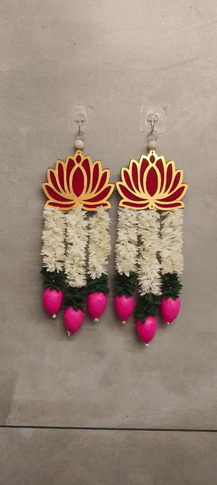 2 Pcs Kamal Hanging With Hook Wall Hangings Decoration, Door Side Décor hangings, Door Toran, Traditional Design for Home, Room, Mandir Décor Items, Pooja Décor, Diwali New Year decorative