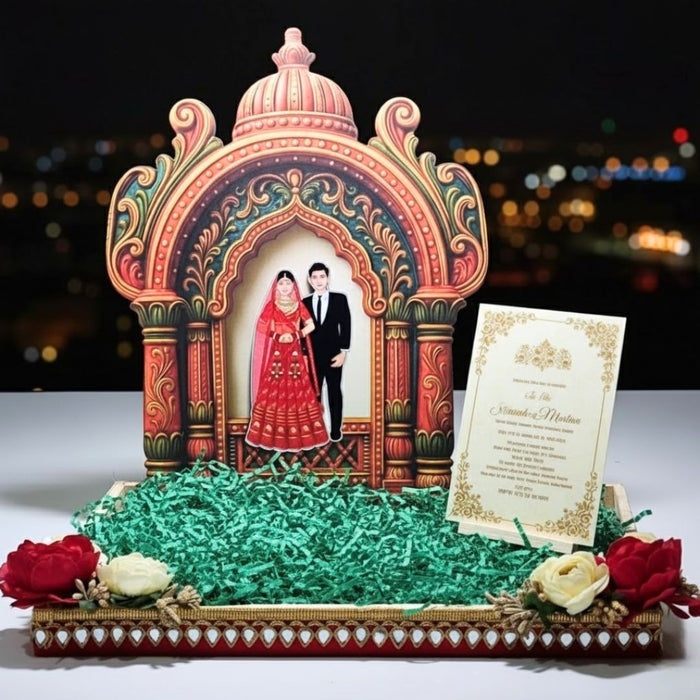 Invitation Card Platter – Ready to Use Folding Tray for Jewellery, Varmala & Wedding Packing
